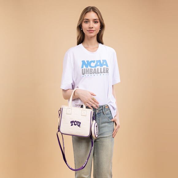 TCU Horned Frogs Light Beige Small Crossbody Bag w/ Coin Purse NWT NCAA Official - Picture 5 of 6